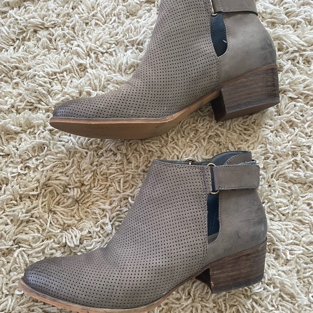 Caslon Taupe Perforated Ankle Booties